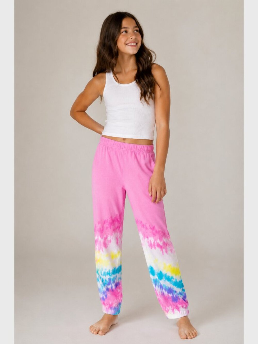 🎬✨Lavender By Us Angels Girls Rainbow Tie Dye Jogger Pants Size 10 Medium